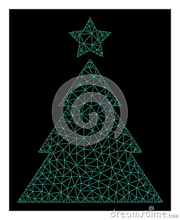 Mesh Christmas Tree in Polygonal Wire Frame Vector Style Vector Illustration