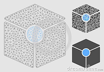 Cube Vertex Vector Mesh 2D Model and Triangle Mosaic Icon Vector Illustration