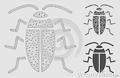 Cucaracha Vector Mesh 2D Model and Triangle Mosaic Icon Vector Illustration
