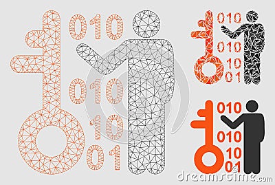 Decode Key Vector Mesh 2D Model and Triangle Mosaic Icon Vector Illustration