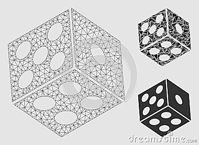 Dice Vector Mesh Wire Frame Model and Triangle Mosaic Icon Vector Illustration