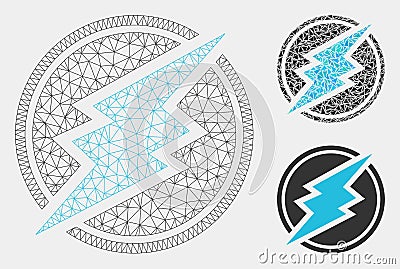 Electroneum Vector Mesh Network Model and Triangle Mosaic Icon Vector Illustration