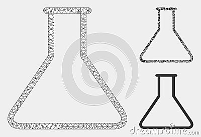 Empty Wide Retort Vector Mesh Carcass Model and Triangle Mosaic Icon Vector Illustration