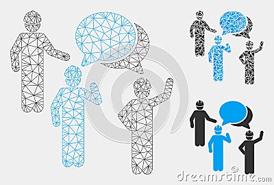 Engineer Persons Forum Vector Mesh 2D Model and Triangle Mosaic Icon Vector Illustration