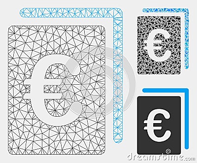 Euro Document Vector Mesh 2D Model and Triangle Mosaic Icon Vector Illustration