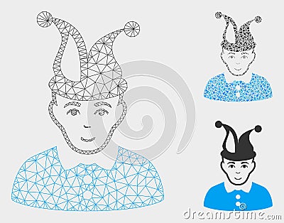 Fool Vector Mesh Network Model and Triangle Mosaic Icon Vector Illustration