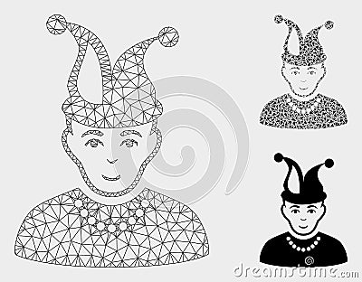 Fool Vector Mesh Network Model and Triangle Mosaic Icon Vector Illustration