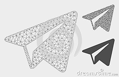 Freelance Paper Plane Vector Mesh 2D Model and Triangle Mosaic Icon Vector Illustration