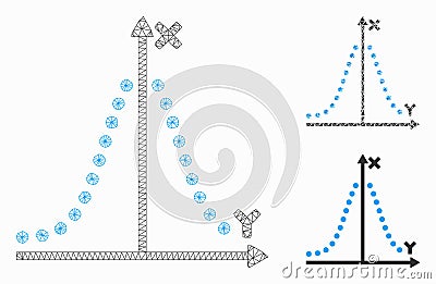 Gauss Plot Vector Mesh 2D Model and Triangle Mosaic Icon Vector Illustration