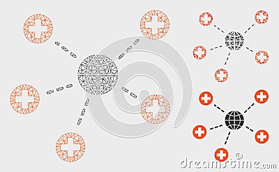 Global Medical Relations Vector Mesh Network Model and Triangle Mosaic Icon Vector Illustration
