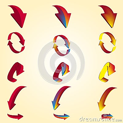 Mesh gradient Arrow icon set Vector Illustration