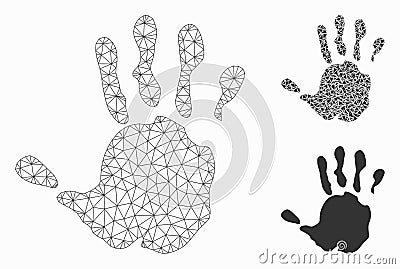 Hand Print Vector Mesh Network Model and Triangle Mosaic Icon Vector Illustration