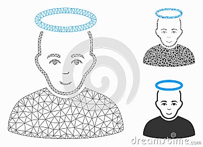 Holy Man Vector Mesh Wire Frame Model and Triangle Mosaic Icon Vector Illustration