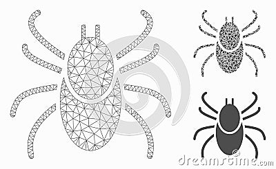 Mite Tick Vector Mesh Network Model and Triangle Mosaic Icon Vector Illustration