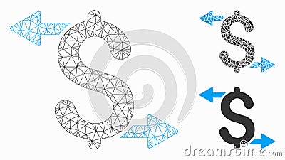 Payouts Vector Mesh Wire Frame Model and Triangle Mosaic Icon Vector Illustration