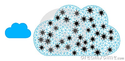 Polygonal Mesh Cloud Pictograms with Infection Parts Cartoon Illustration