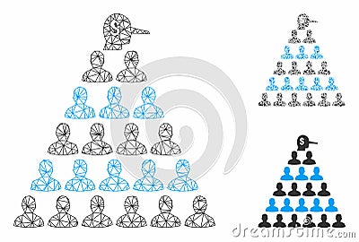 Ponzi Pyramid Manager Vector Mesh Wire Frame Model and Triangle Mosaic Icon Vector Illustration
