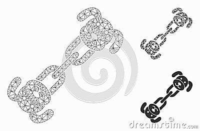 Puppy Chain Vector Mesh Network Model and Triangle Mosaic Icon Vector Illustration