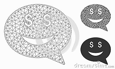 Rich Smiley Message Vector Mesh 2D Model and Triangle Mosaic Icon Vector Illustration