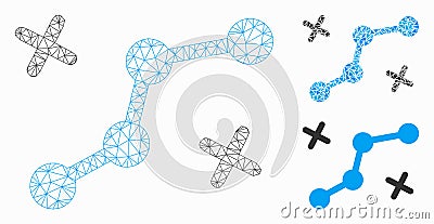 Route Points Vector Mesh Network Model and Triangle Mosaic Icon Vector Illustration