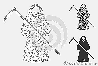 Scytheman Vector Mesh Network Model and Triangle Mosaic Icon Vector Illustration