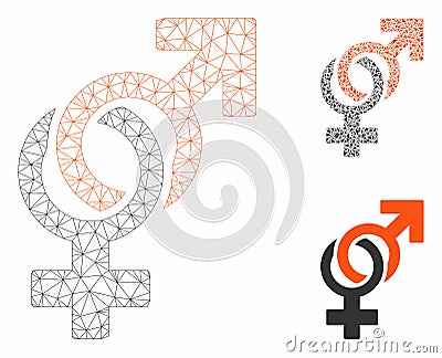 Sexual Symbols Vector Mesh 2D Model and Triangle Mosaic Icon Vector Illustration