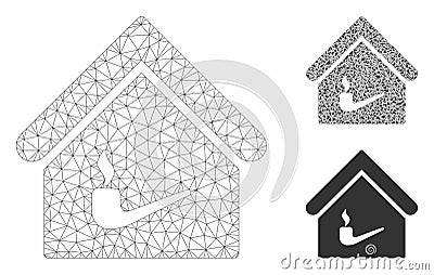 Smoking Room Vector Mesh Carcass Model and Triangle Mosaic Icon Vector Illustration