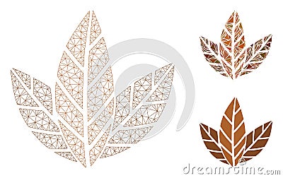 Tobacco Leaves Vector Mesh Network Model and Triangle Mosaic Icon Stock Photo