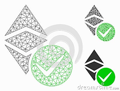 Valid Ethereum Classic Vector Mesh Wire Frame Model and Triangle Mosaic Icon Vector Illustration
