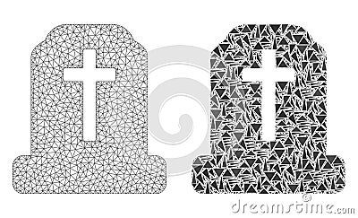 Polygonal Network Mesh Cemetery and Mosaic Icon Vector Illustration