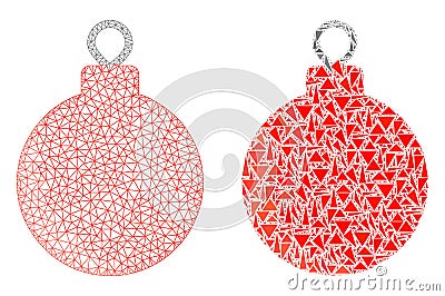 Polygonal Carcass Mesh Christmas Ball and Mosaic Icon Vector Illustration