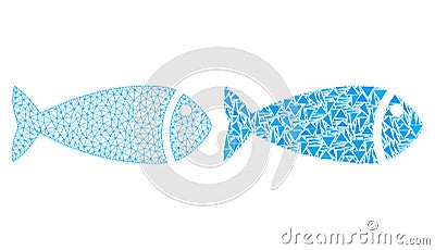 Polygonal Wire Frame Mesh Fish and Mosaic Icon Vector Illustration