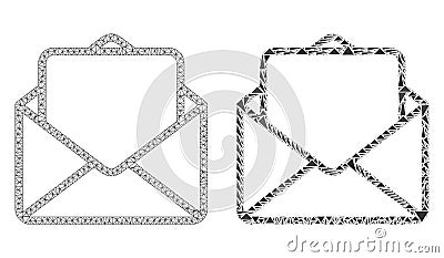 Polygonal 2D Mesh Open Letter and Mosaic Icon Vector Illustration