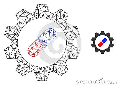 Polygonal 2D Mesh Pharma Industry Icon Vector Illustration