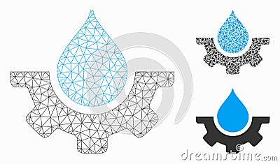 Water Service Vector Mesh Wire Frame Model and Triangle Mosaic Icon Vector Illustration