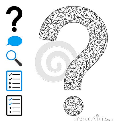 Mesh Wireframe Query Sign Icon Vector Illustration