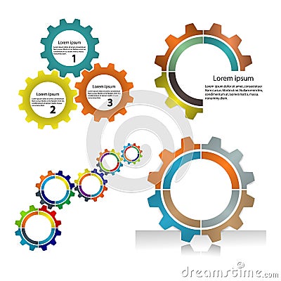 Meshing gear on white background,industrial driving.Business sign Vector Illustration