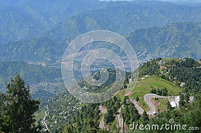 Mesmerising aerial shot of mountain landscapes with unique nature, roads, cities and villages Stock Photo