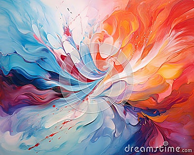 A mesmerizing abstract artwork with a focus on vibrant hues and intricate details Stock Photo