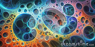 A mesmerizing abstract background with intricate fractal patterns, pulsating with radiant neon Stock Photo