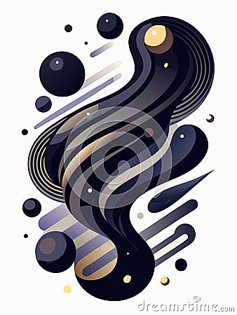 A mesmerizing abstract design with flowing black and white shapes creating a dynamic and visually captivating composition Vector Illustration