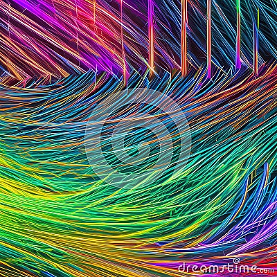 A mesmerizing abstract digital texture with vibrant neon colors intertwining in a chaotic yet harmonious pattern4, Generative AI Stock Photo