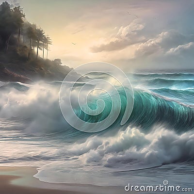 iridescent waves of opulence: created by AI Stock Photo
