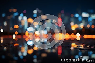 Mesmerizing abstract night with city lights bokeh in urban cityscapes Stock Photo