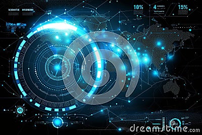 Mesmerizing abstract tech background with intricate hexagonal patterns and digital geometry Stock Photo