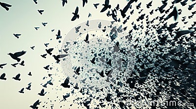 mesmerizing animation of a flock of birds, showcasing the underlying patterns Stock Photo
