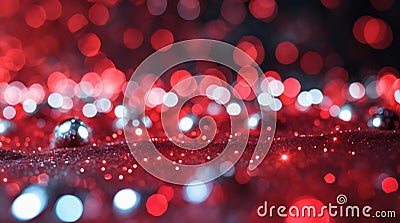 A mesmerizing arrangement of reflective spheres and glittering particles, illuminated by soft, diffused lights, creating a dreamy Stock Photo
