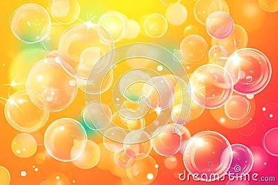 A mesmerizing array of multicolored bubbles overlapping on a vivid orange and yellow gradient Ai ganerated Stock Photo
