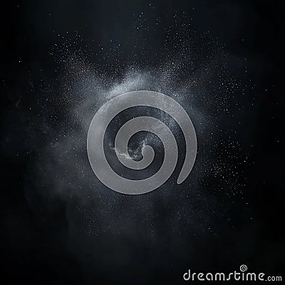 A mesmerizing array of silver particles dance and swirl, creating a nebula-inspired composition that glows softly at the Stock Photo