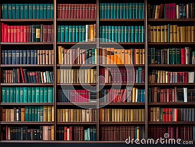 Multicolored Array of Books Creating a Captivating Background.GenerativeAI. Stock Photo